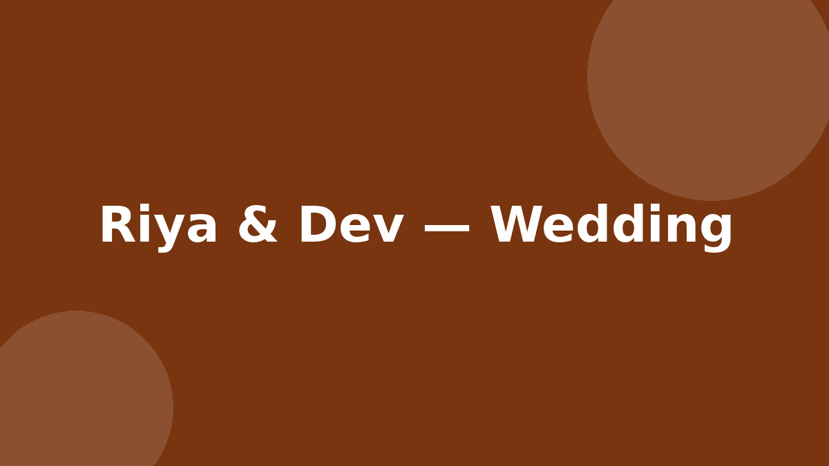Riya & Dev, Taj Bengaluru — December 2025