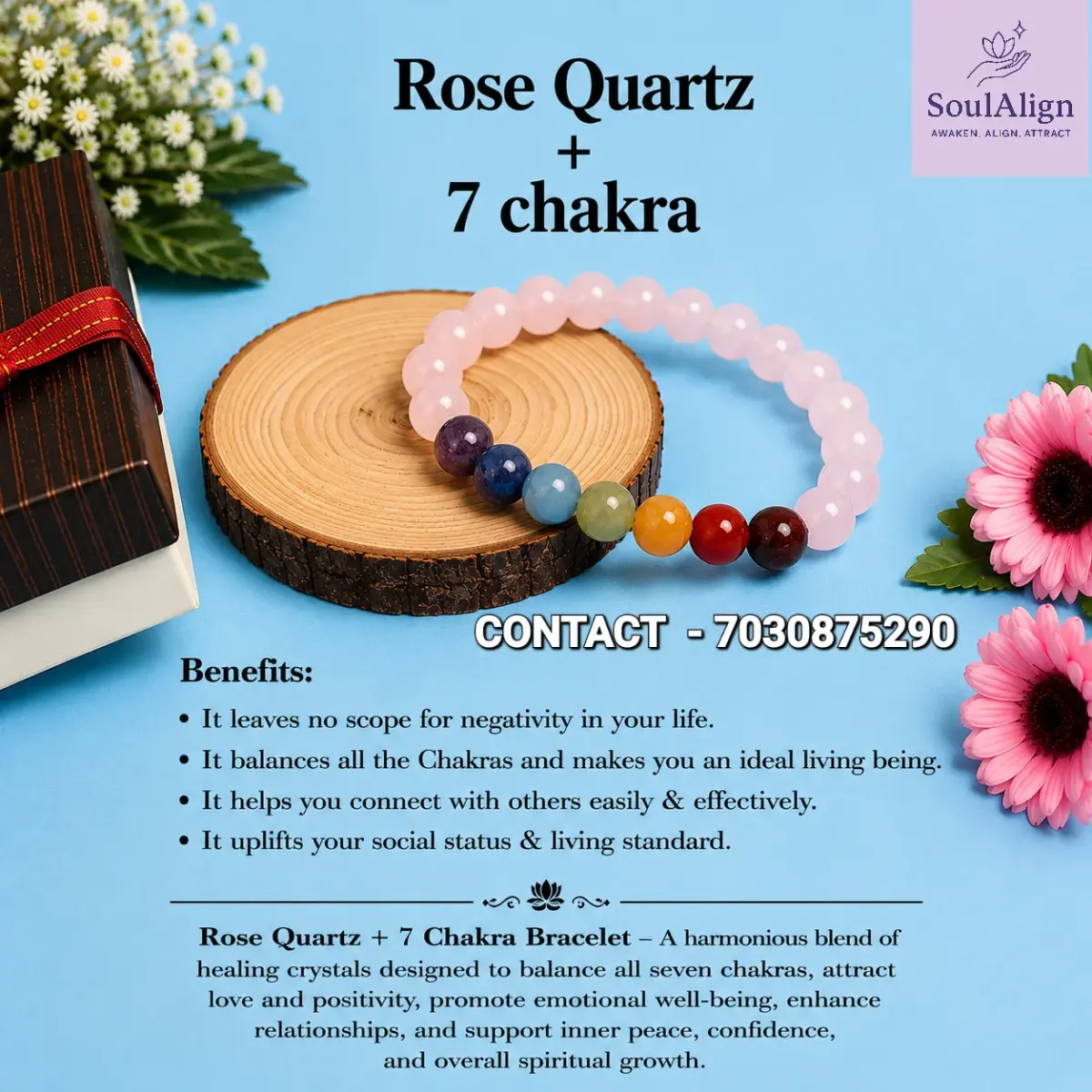 Rose Quartz With Seven Chakra
