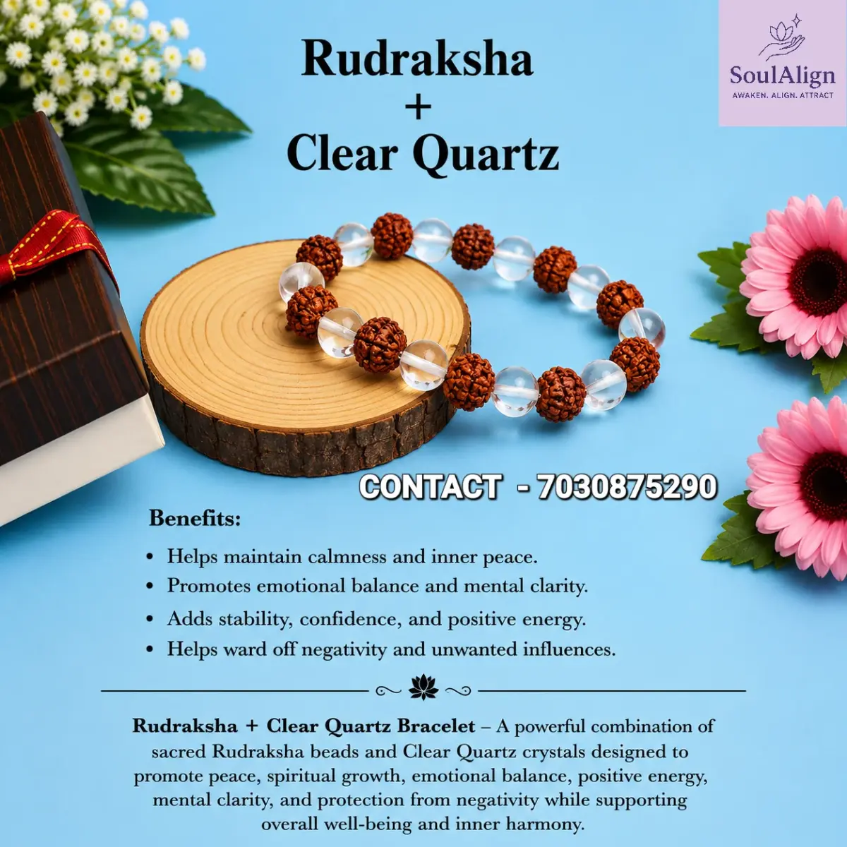 Rudraksha With Clear Quartz